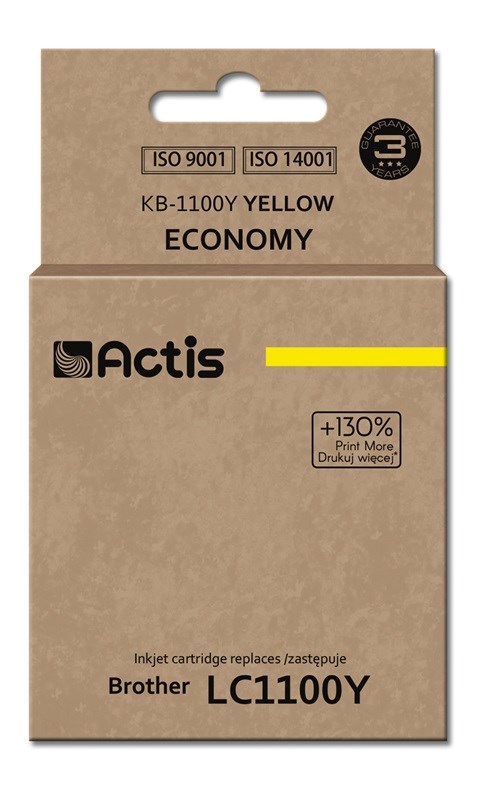 Ngjyrë për printer Actis KB-1100Y (zëvendësim për Brother LC1100Y/980Y), 19 ml, e verdhë Ngjyrë për printer Actis KB-1100Y (zëvendësim për Brother LC1100Y/980Y), 19 ml, e verdhë