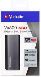 Disk i jashtëm SSD Verbatim Vx500, 120GB, i argjendtë