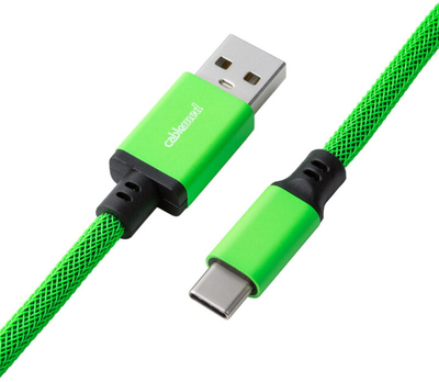 Kabllo spirale CableMod Classic, USB-C/USB-A, 1.5m, e gjelbër