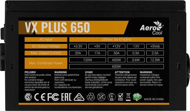 Burim energjie Aerocool PGS VX Plus AEROVX-650PLUS ATX, 650W