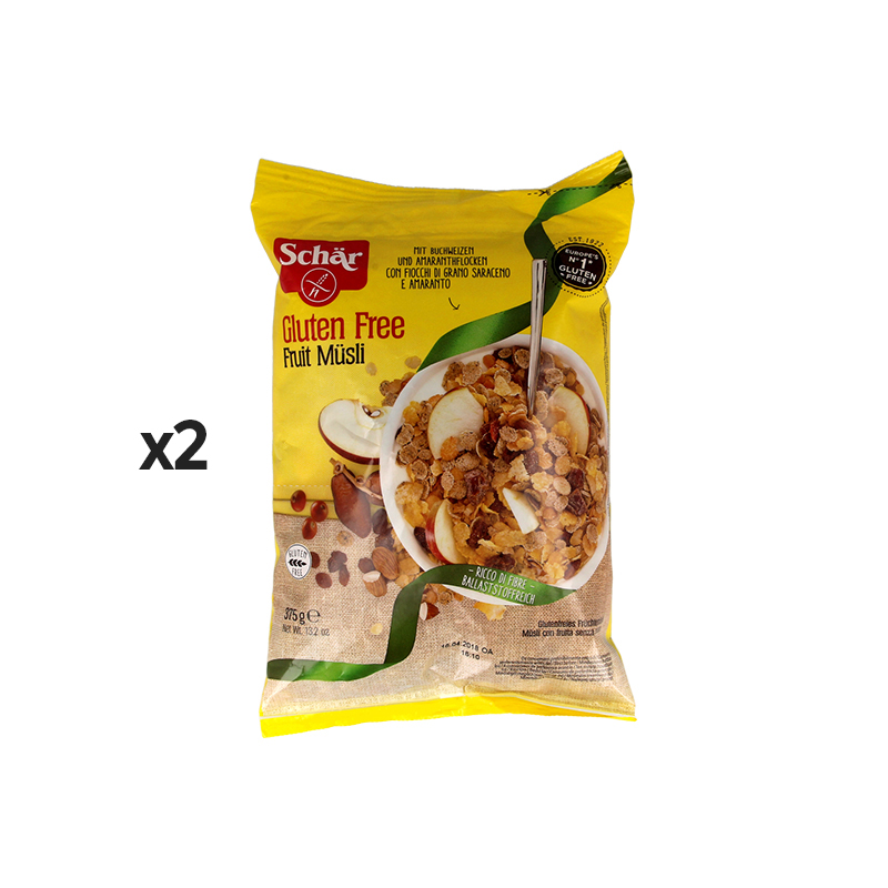 Musli me fruta Schär, pa gluten, 2 copë x 375g (paketë)