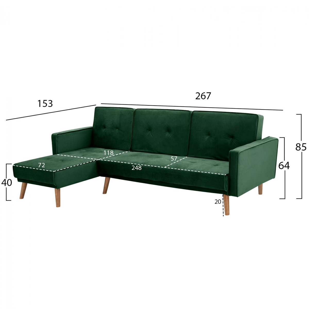 Divan-Shtrat këndor Talia HM3153.03, gjelbër