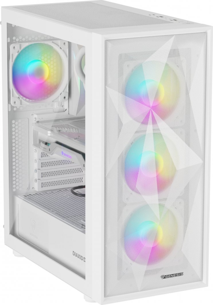 Куќиште за компјутер Genesis Diaxid 605 ARGB, бело, Midi Tower