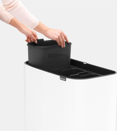 Kosh i mbeturinave me ndarje Brabantia, 3 x 11 l, i bardhë