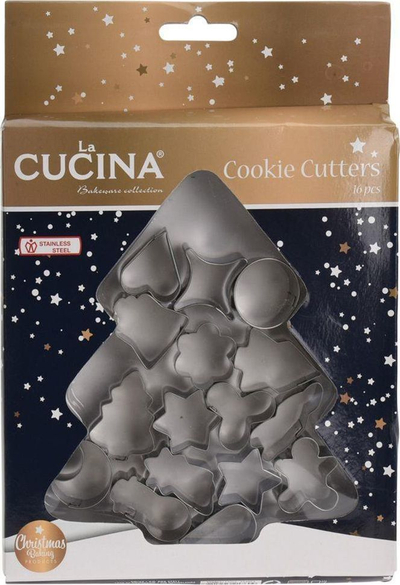 Forma për biskota La Cucina Gingerbread, 16 copë, të argjendta