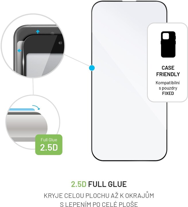 Xham mbrojtës FIXED Full-Cover për Apple iPhone 14 Pro, i zi