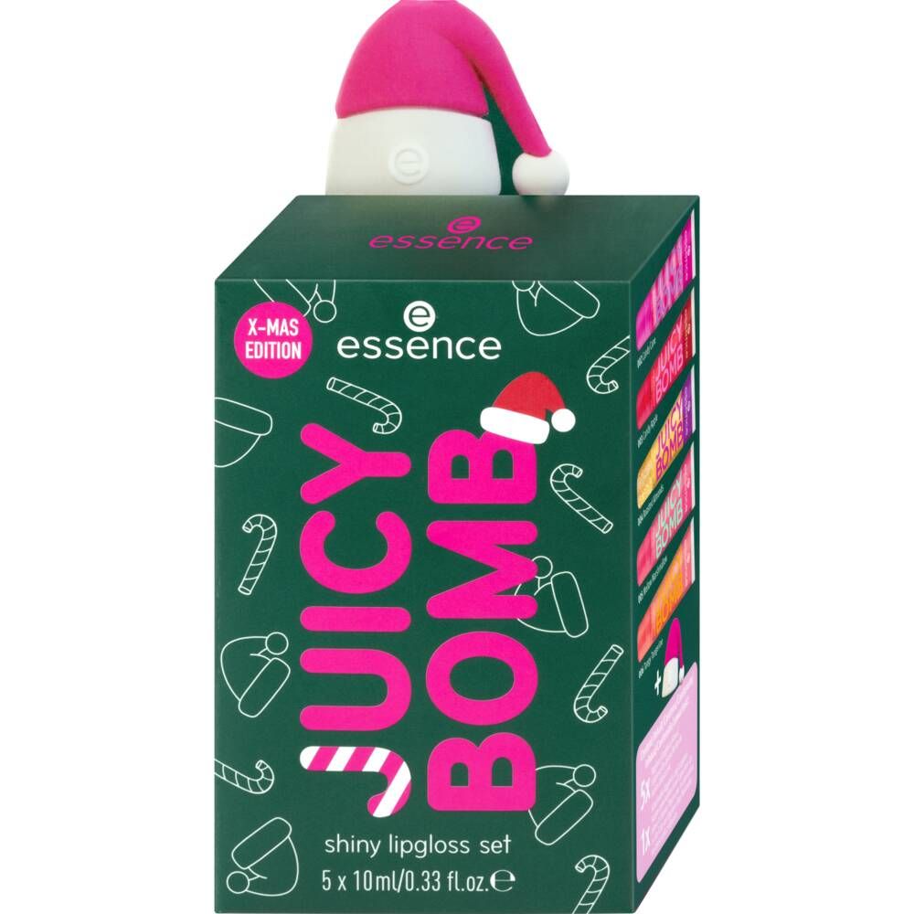 Set shkëlqyes për buzë Essence Juicy Bomb XMas Edition, 5 copë