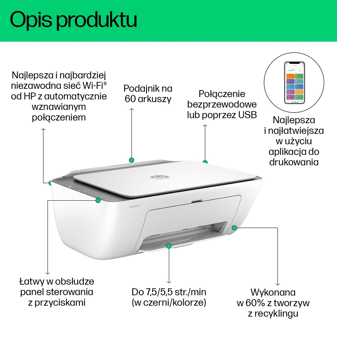 Printer multifunksional HP DeskJet 2820e, Inkjet termal, i hirtë