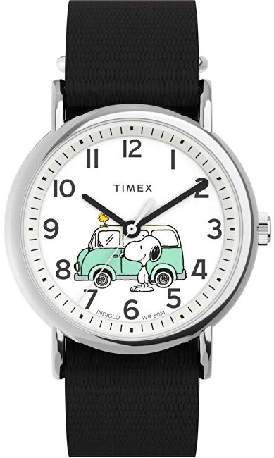 Orë dore Timex Peanuts Weekender TW2Y118006B, e zezë