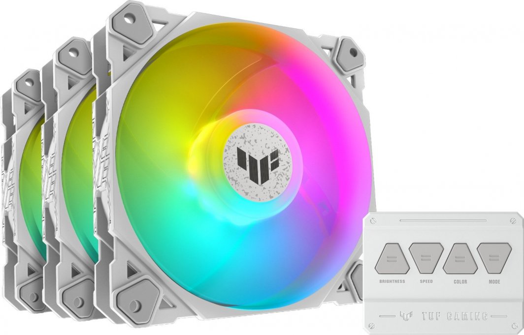 Set ftohësish Asus TUF Gaming TF120 ARGB, 3 copë, të bardhë