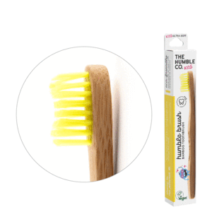 Brushë për fëmijë (2-8 vjet) The Humble Co., bambu, me fije shumë të buta, verdhë