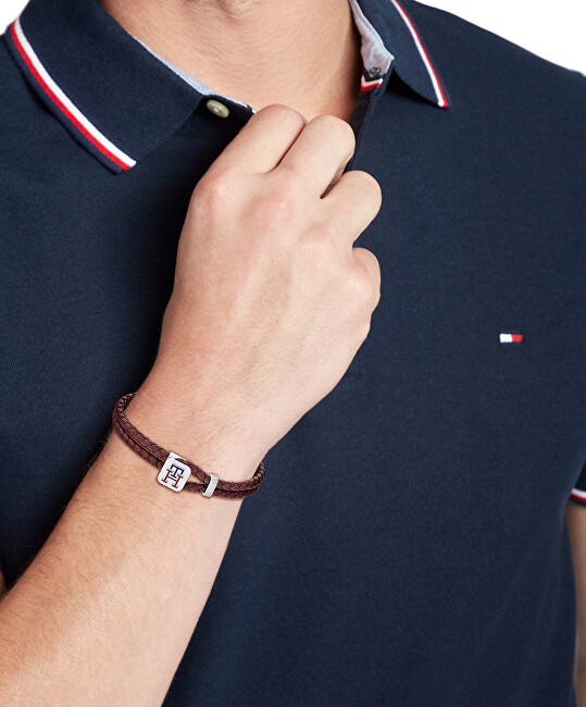 Tommy Hilfiger Кожна Нараквица Кафеава