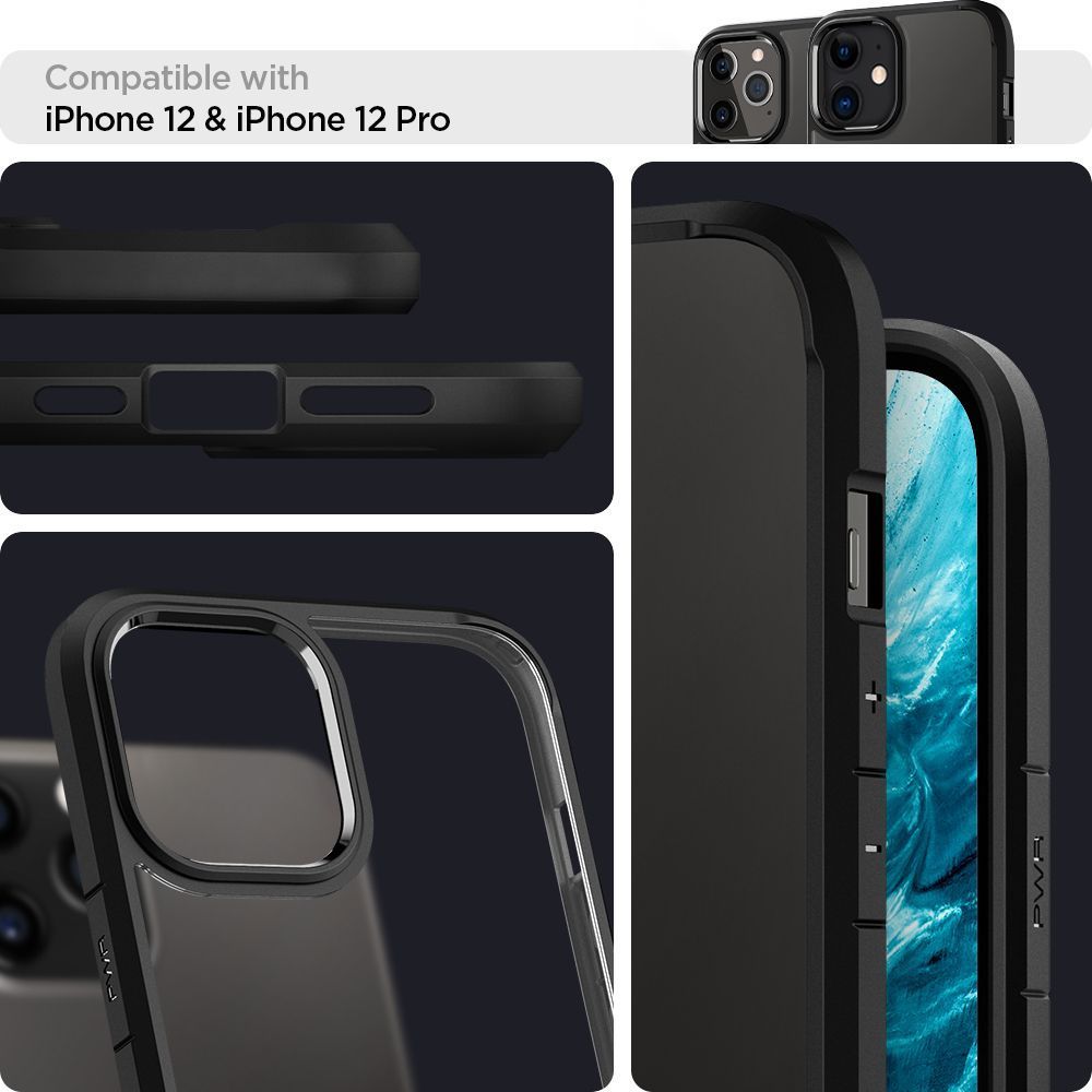Kornizë mbrojtëse SPIGEN ULTRA HYBRID për iPhone 12/12 Pro, e zezë
