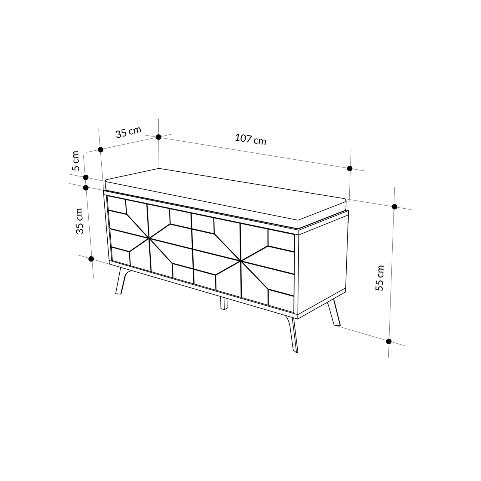 Stol për koridor Decortie Dune 55x107x35cm, kafe