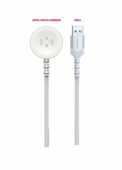 Kabllo karikuese Swissten për Apple Watch, USB-A, e bardhë