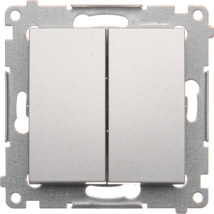 Kontakt-Simon Двоен Прекинувач на Копче, 10A 250V, Сребрен