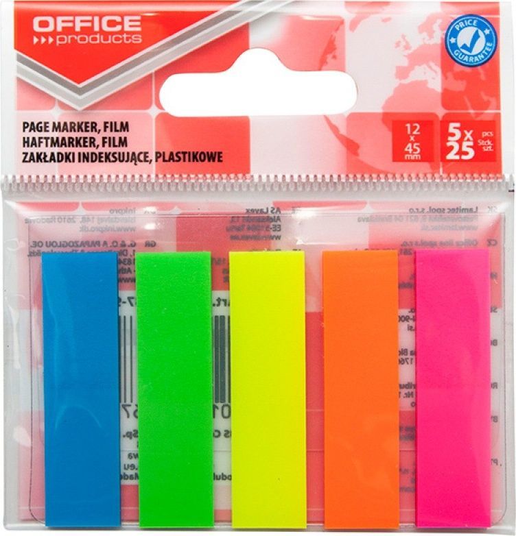 Letra ngjitëse Office Products, 12 x 45 mm, 5 x 25 copë, shumëngjyrëshe