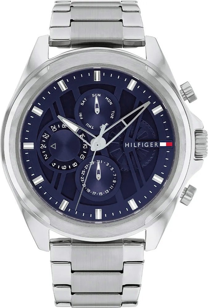 Ora dore Tommy Hilfiger Jax, për meshkuj, navy dhe argjendi