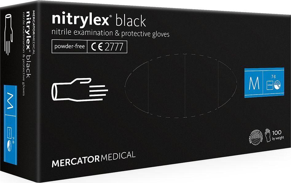 Dorëza mbrojtëse Mercator Medical - Nitrylex, madhësia M, 100 copë, të zeza (RD30104003)