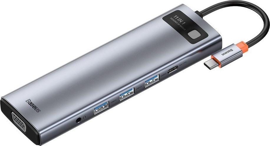 Replikator Baseus Metal Gleam 11in1 Stacion USB-C, i hirtë