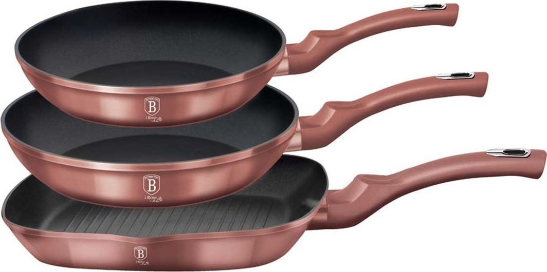 Set tiganësh Berlinger Haus I-Rose, 20 / 24 / 28 cm, rozë