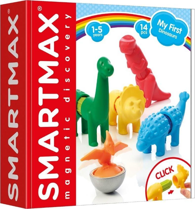 Blloqe ndertimi magnetik Iuvi Smart Max My First Dinosaurs (365672),14 elemente, shumëngjyrësh