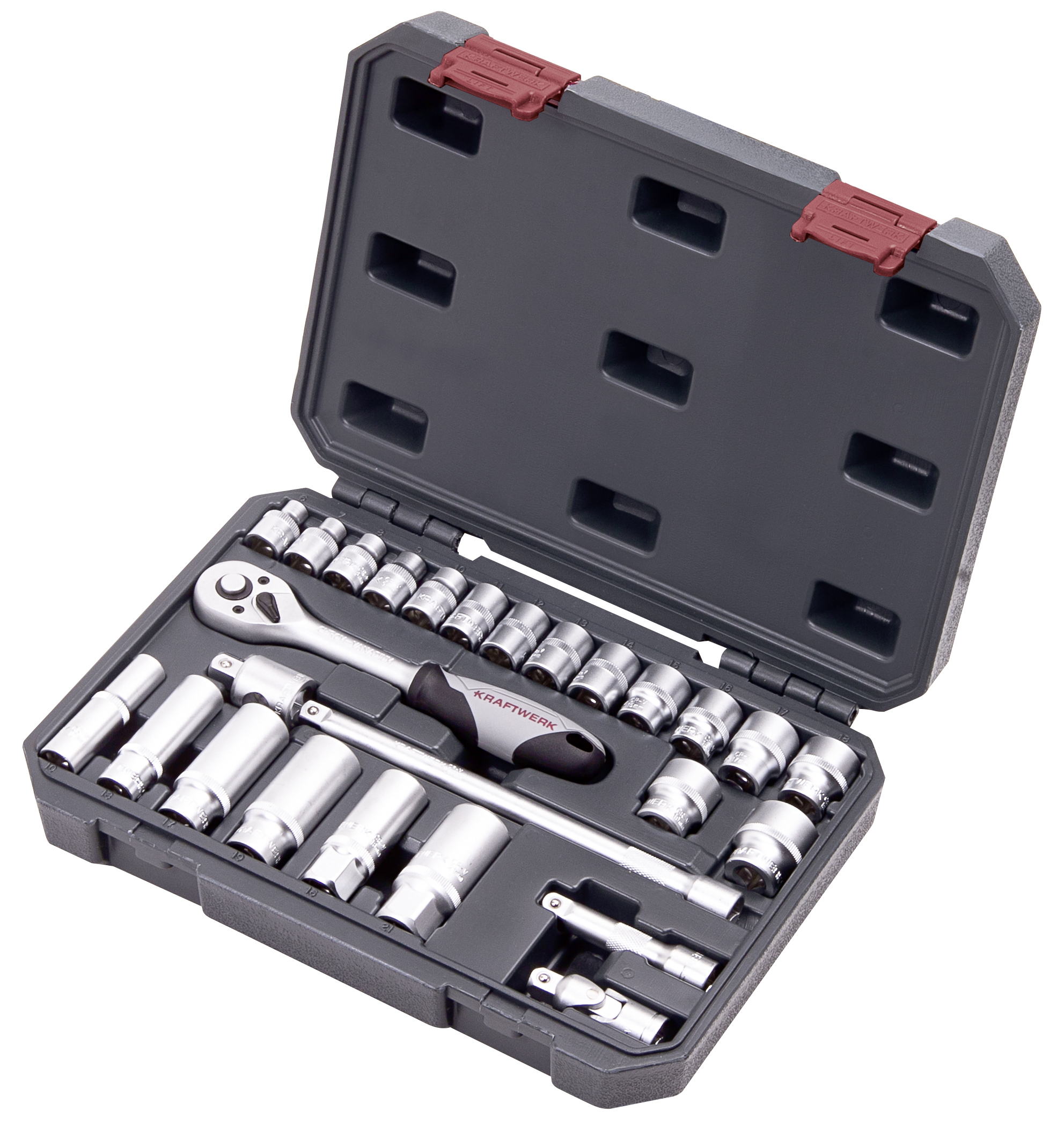 Set çelësa dhe fole Kraftwerk 204.102.100, 3/8", 26 pjesë Set çelësa dhe fole Kraftwerk 204.102.100, 3/8", 26 pjesë