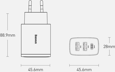 Karikues Baseus CCXJ-E02 2x USB-A 1x USB-C 3 A, i bardhë