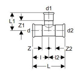 Geberit Mapress Нерѓосувачки Челичен Т-Кус Редуктор, 42 x 28 x 42 mm