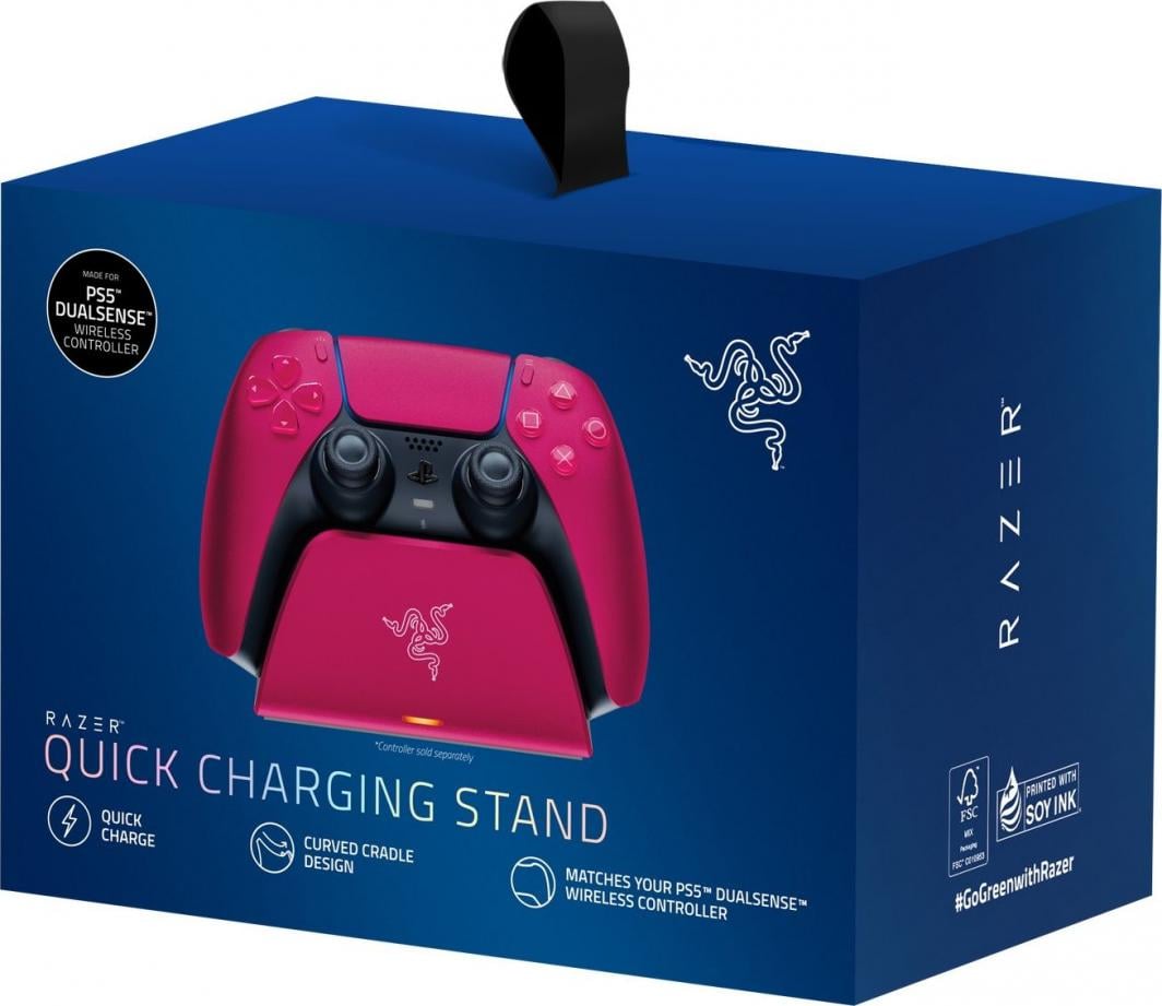 Stacion karikimi për kontroller PS5 Razer DualSense, i zi/rozë