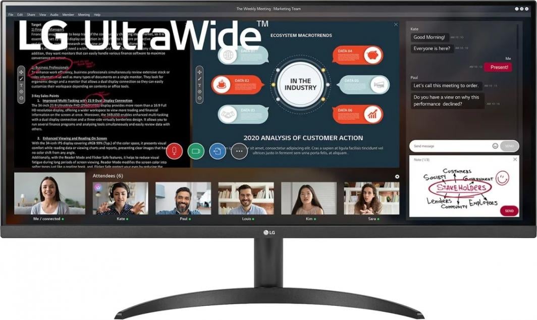 Monitor LG, 34", 75 Hz, HDMI x2, IPS, 2560 x 1080 (UWHD)