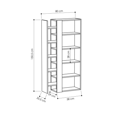 Raft për libra Decortie Lift (80 x 29 x 151 cm), kafe
