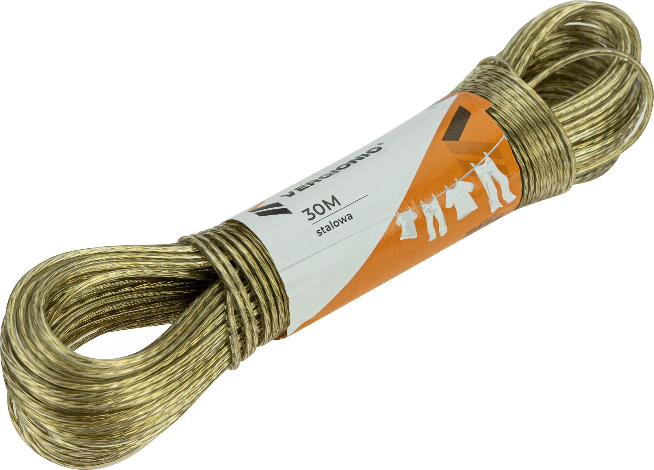 Litar rrobash Steel Clothesline, berthame celiku, 30 m, transparent ...