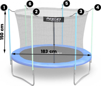 Rrjetë për trampolinë Neo-Sport, 183 cm, e zezë