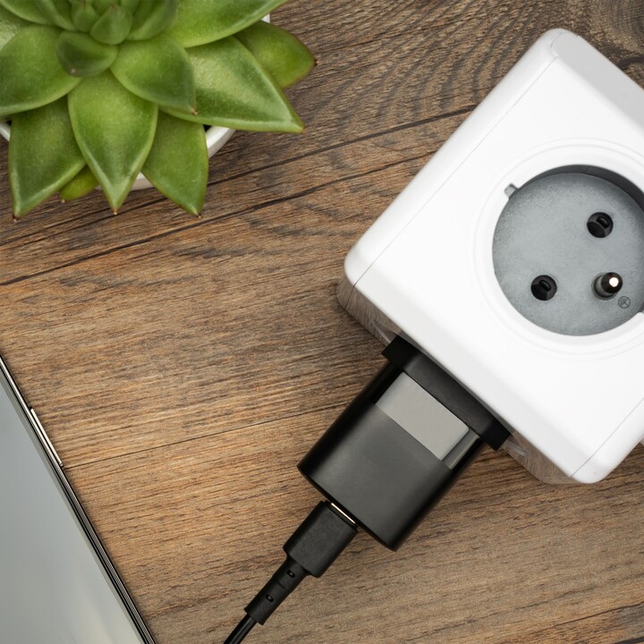 Karikues FIXED Mini me USB-C, PD, 20W, i zi + kabllo USB-C - USB-C, 1m, e zezë