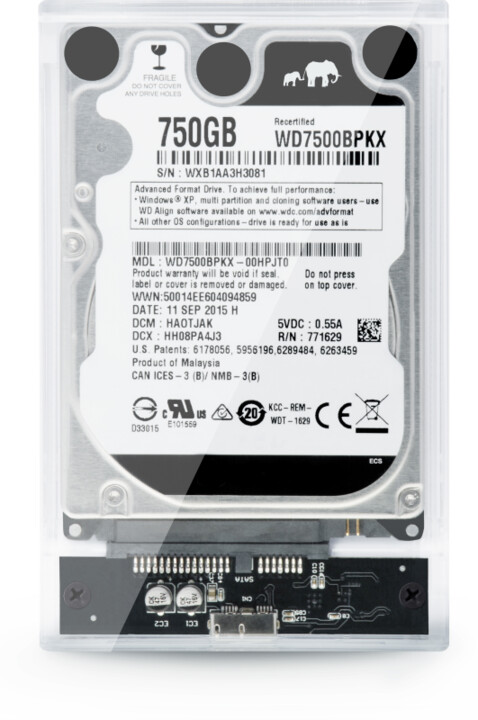 Kuti e jashtme për hard disk Connect IT ToolFree, transparente