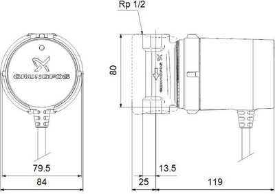 Pompë për ngrohjen e ujit Grundfos DHW UP 15-14 B PM (97916771)