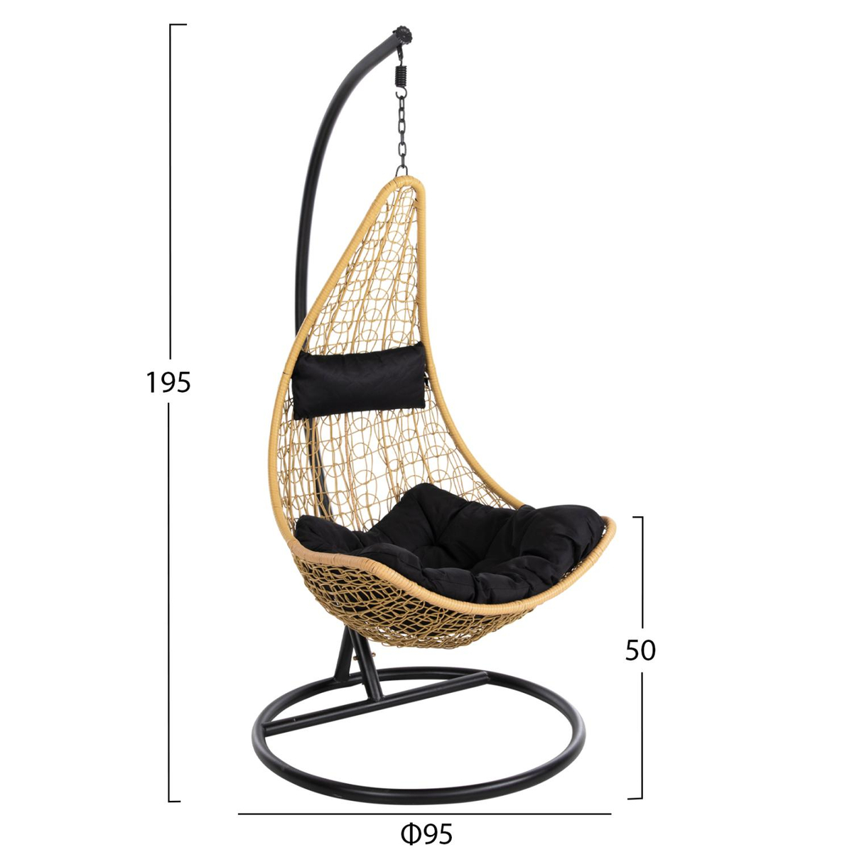 Luhatëse Millie Φ95x195Hcm (HM5996.04), zezë/ bezhë