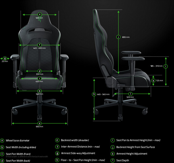 Karrige Razer Enki, e zezë / gjelbërt