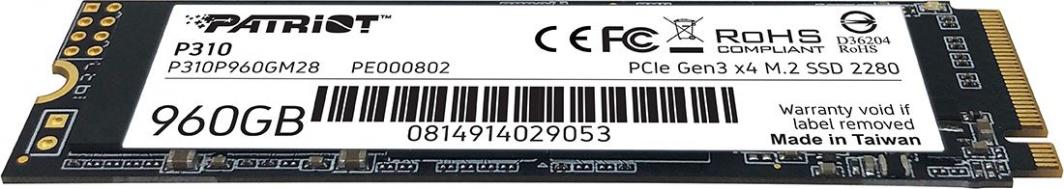 Disk SSD Patriot P310, 960GB, M.2 2280 PCI-E x4 Gen3 NVMe