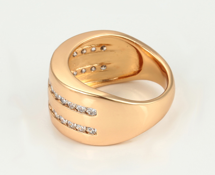 Set Xuping të praruar në ari 18 kratësh - unazë + vathë, artë/15.70mm/#9