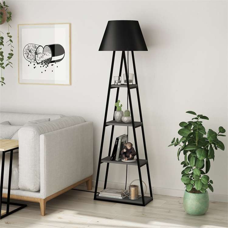 Llambë dyshemeje Decortie Pal 165cm, e hirtë / zezë