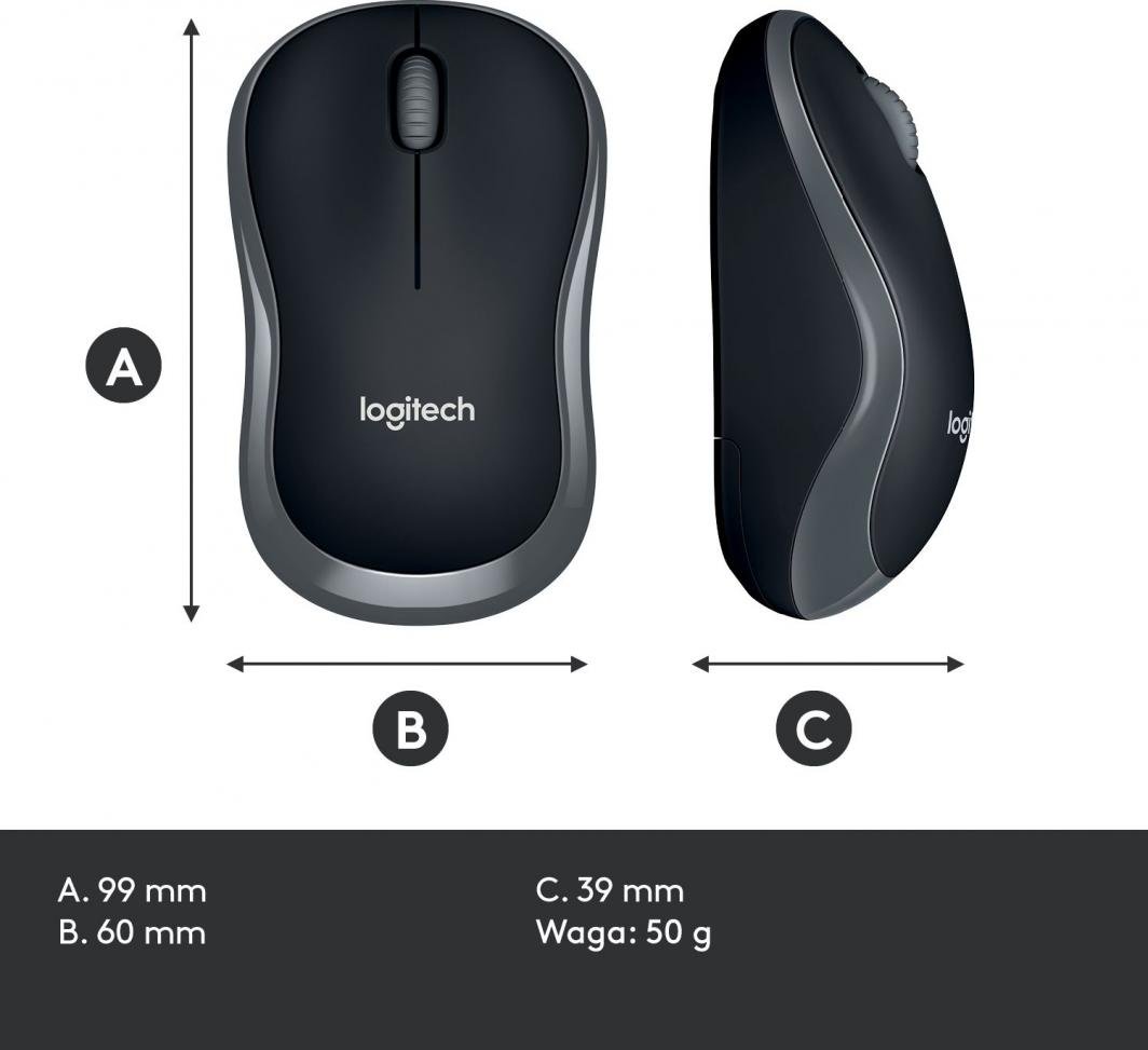 Maus Logitech M185 (910-002238), i hirtë
