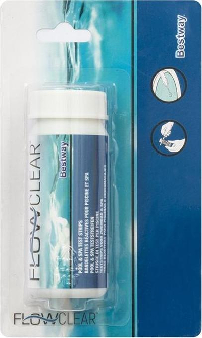 Testues për pishina Bestway 3në1 për PH, alkalinitet të ujit dhe klor, 50 copë