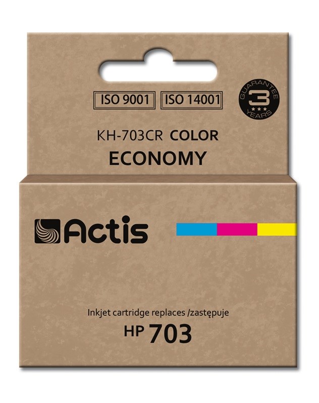 Ngjyrë për printer Actis KH-703CR (zëvendësim për HP 703 CD888AE), 12 ml, e kaltër / vjollcë /  e verdhë