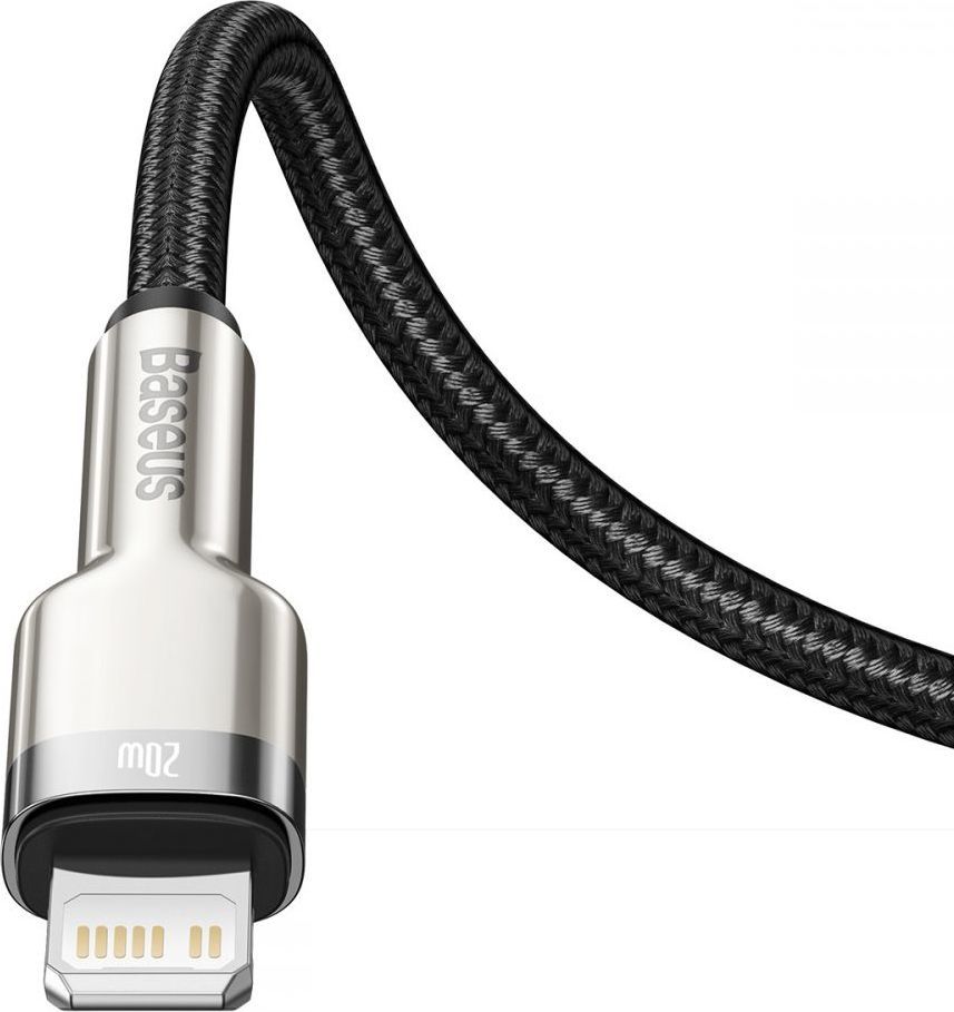 Kabllo USB Baseus (CATLJK-01), USB-C në Lightning, 0.25 m, e zezë