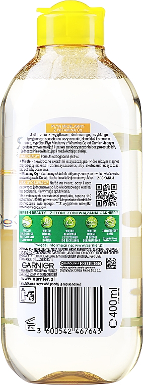 Ujë micellar Garnier Skin Naturals Vitamin C, 400 ml