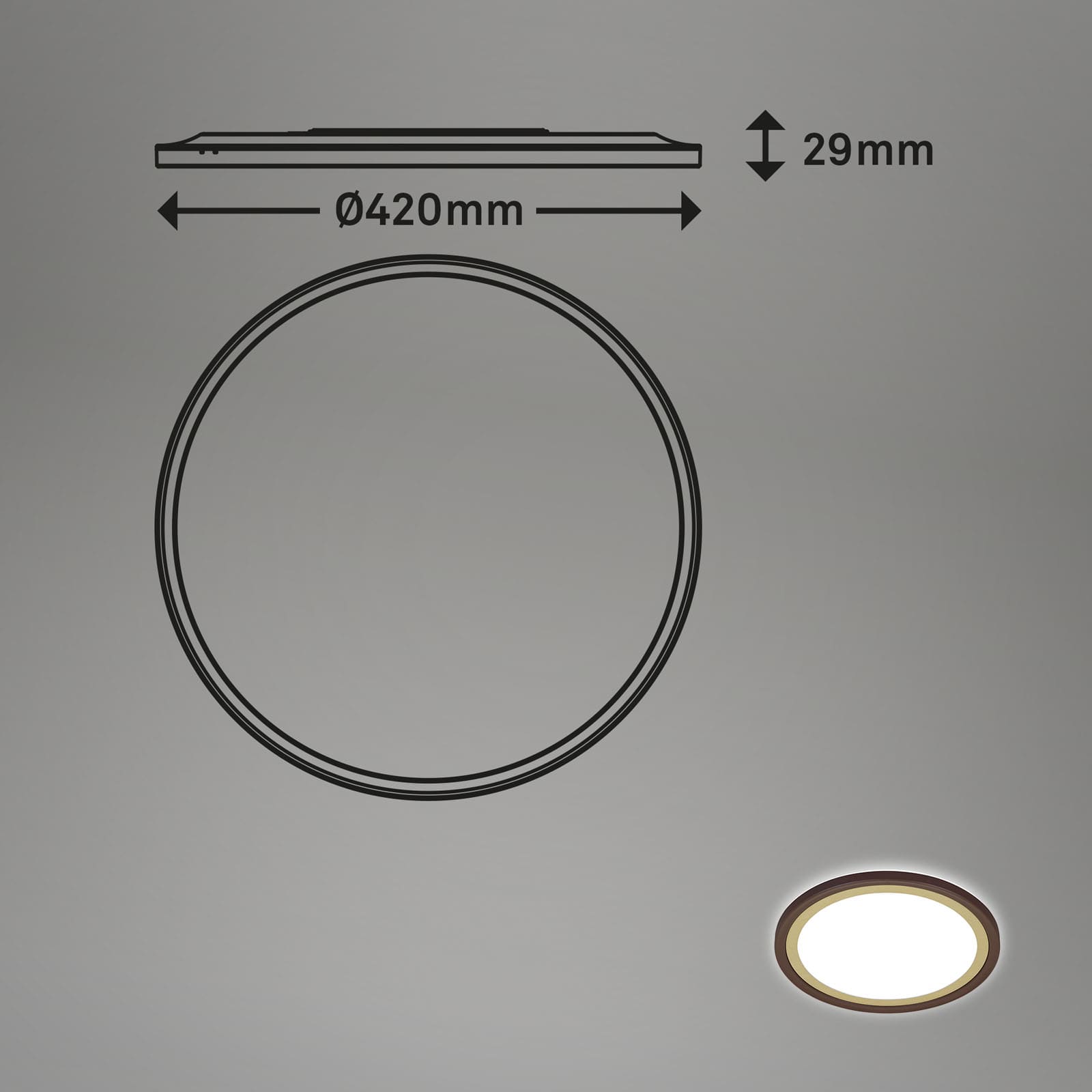 Ndriçues Briloner Led 42 cm, 22W, 3000 lm, kafe/ari