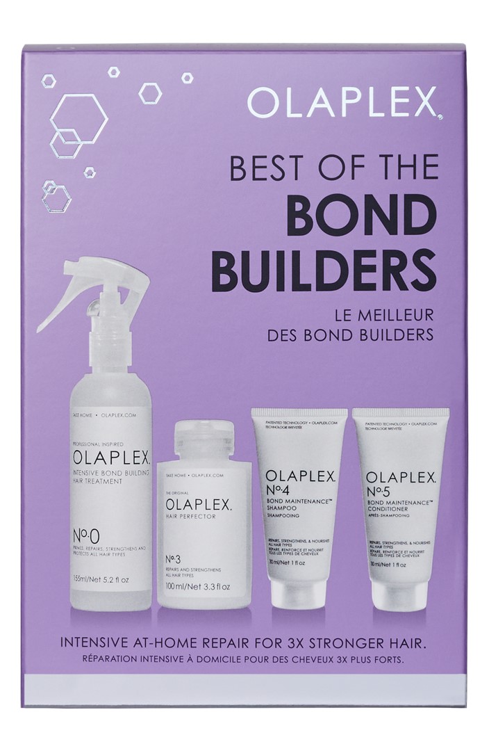 Set Intenziv Riparues At-Home për flokë Olaplex, No.0 Intensive Bond Building 155ml + No.3 Hair Perfector 100ml + No.4 Shampon 30ml + No.5 Kondicioner 30ml