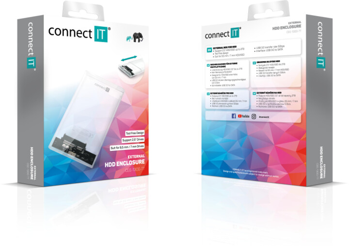 Kuti e jashtme për hard disk Connect IT ToolFree, transparente